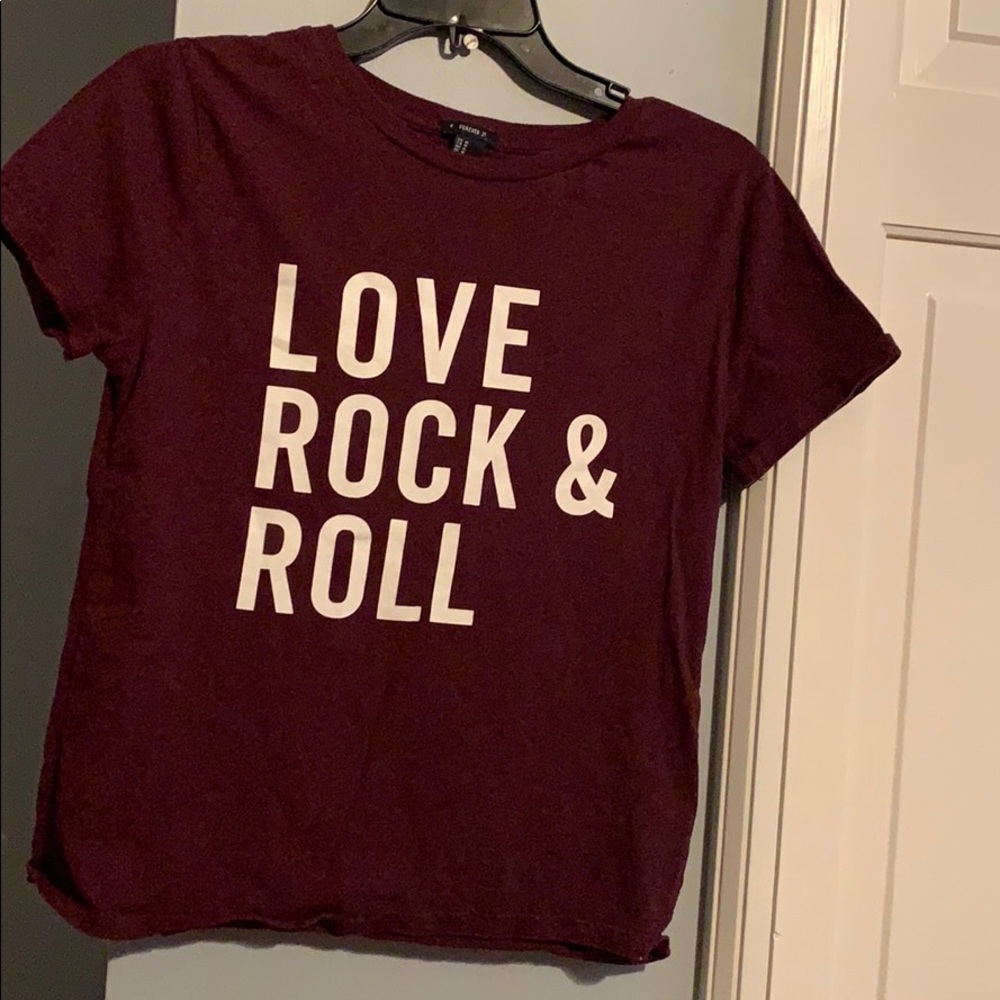 Maroon rock and roll shirt